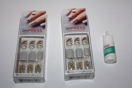 Lot/2 Kiss Impress Press-On Manicure 30 Nails BIPA230 Yeah Boy In Box + Glue - £13.54 GBP