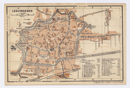 1910 Antique City Map Of Leeuwarden / Holland Netherlands - £18.72 GBP