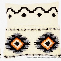 Ethnic Elegance Latch Hook Cushion Kit - Chain Stitch Embroidery with Vibrant Pr - $146.47