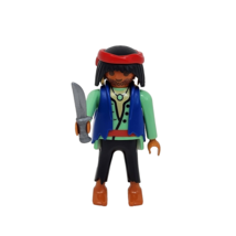 2001 PLAYMOBIL 3127 PIRATE STARTER SET INDIAN FIGURE COMPLETE W SILVER S... - $11.40