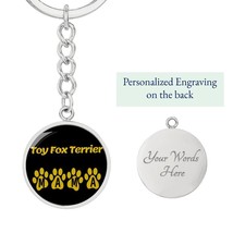 Toy Fox Terrier Mama Circle Keychain Stainless Steel or 18k Gold Dog Mom Pendan - £30.33 GBP+