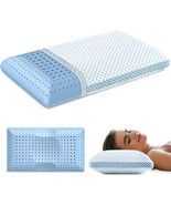 Memory Foam Pillows - Cooling Pillow for Pain Relief Sleeping White &amp; Blue) - £15.23 GBP