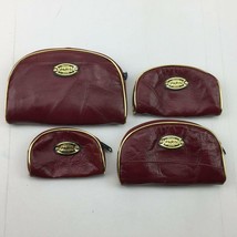 Vintage Set 4 Original Paris Design Red Leather Cosmetic Bag Coin Purse ... - £47.17 GBP