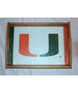 University of Miami Wooden Handled Serving Food Tray 18&quot;x13&quot; TV Tray Table - £15.63 GBP
