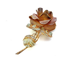 Vintage Vermeil Silver Signed 800 Handmade Filigree Flower with Leaves Brooch - £59.92 GBP