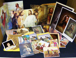 Jesus Christ Large Lot Vintage &amp; More Recent Prints Paper &amp; Cardboard Ma... - $30.00
