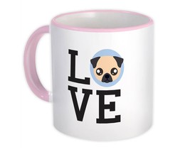 Love Pug Cute : Gift Mug Dog Cartoon Funny Owner Heart Pet Mom Dad - £12.70 GBP