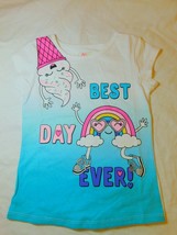 365 Kids Girls Short Sleeve Tee Shirt Size 7 Best Day Ever Ice Cream Rainbows - £9.17 GBP