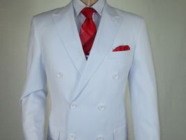 Men Apollo King Double Breasted Suit Classic Peak Lapel Pleated DM26 White image 8