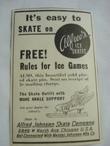 Advertisement from 1939 Alfred&#39;s Ice Skates, Alfred Johnson Skate Co., C... - £7.82 GBP