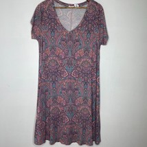 Lucky Brand Dress 1X Paisley Boho Stretch Shirt Dress Short Sleeve Casual - $28.00
