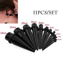 11PCS/Lot Black Acrylic Ear Tapers Stretching Kits Piercing Expander Stretchers  - £10.33 GBP