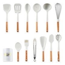 13 Piece Nonstick Kitchen Cooking Utensils Set, Solid Wood Handle Silico... - £57.70 GBP