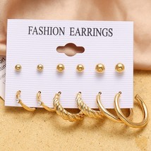 Eometric gold color metal earrings set for women punk pearl dangle drop earrings trendy thumb200