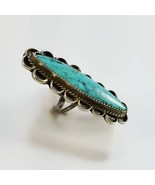 Long Turquoise Ring - Native American Turquoise Ring Size 6.25 - Signed ... - $98.99