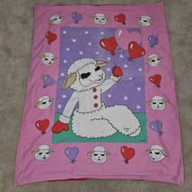 Lambchop Baby Blanket Comforter SLE Pink Purple Heart Balloons Red Backing READ - £63.61 GBP