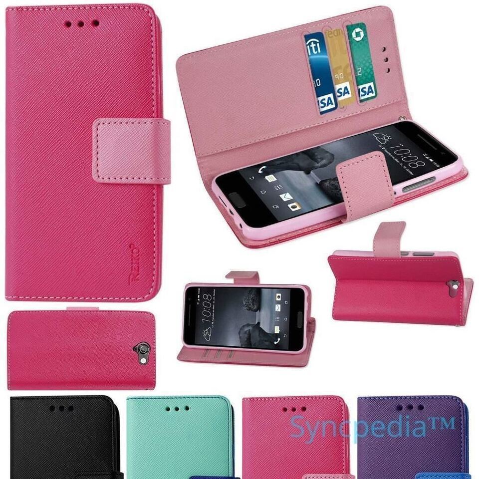 Pink Wallet Flip Case for HTC One A9 - QUALITY Leather Like Kickstand Folio USA - $2.00