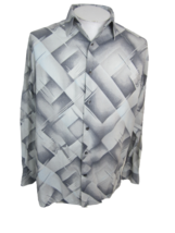 Geoffrey Beene vintage Men shirt long sleeve pit to pit 23.5 L slim deco cotton - £27.05 GBP