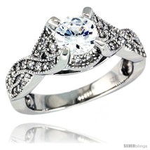 Size 7 - Sterling Silver Vintage Style Loop Knot Solitaire Engagement Ring w/  - £27.44 GBP