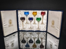 Faberge Colored Crystal Lausanne Hock Glasses. 8 1/2" H x 3 1/4" W - $1,450.00
