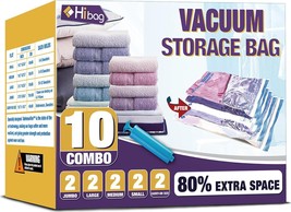 HIBAG Vacuum Storage Bags, 10-Pack Vacuum Seal Bags for Bags - £25.68 GBP