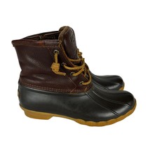 Sperry Saltwater Duck Boots Womens 6.5 Brown Fleece Lined Lace Up Waterp... - £23.68 GBP