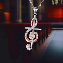 Music Note G Clef Necklace For Women Sterling Silver Christian Cross Pendant Nec - £81.29 GBP