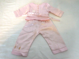 American Girl Doll Ruthie Pink Satin Pajamas Pants Top  Pearl Polka Dot Outfit - £14.79 GBP