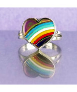 Rainbow Heart Mood Ring Adjustable from Sz 3 to Sz 8 Cute Rings Kids or ... - €6,99 EUR