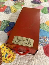 The American Home Menu Maker Red File Metal Recipe Box Pull Drawer Vintage - $439.02 MXN
