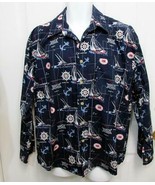 New Sz L Bellini Collection Mens Navy w/Sailing Motif Cotton LS Button S... - £13.03 GBP