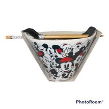 Disney Mickey Mouse &amp; Minnie Mouse Face Ramen Bowl with Chopsticks Noodle Bowl - £19.76 GBP