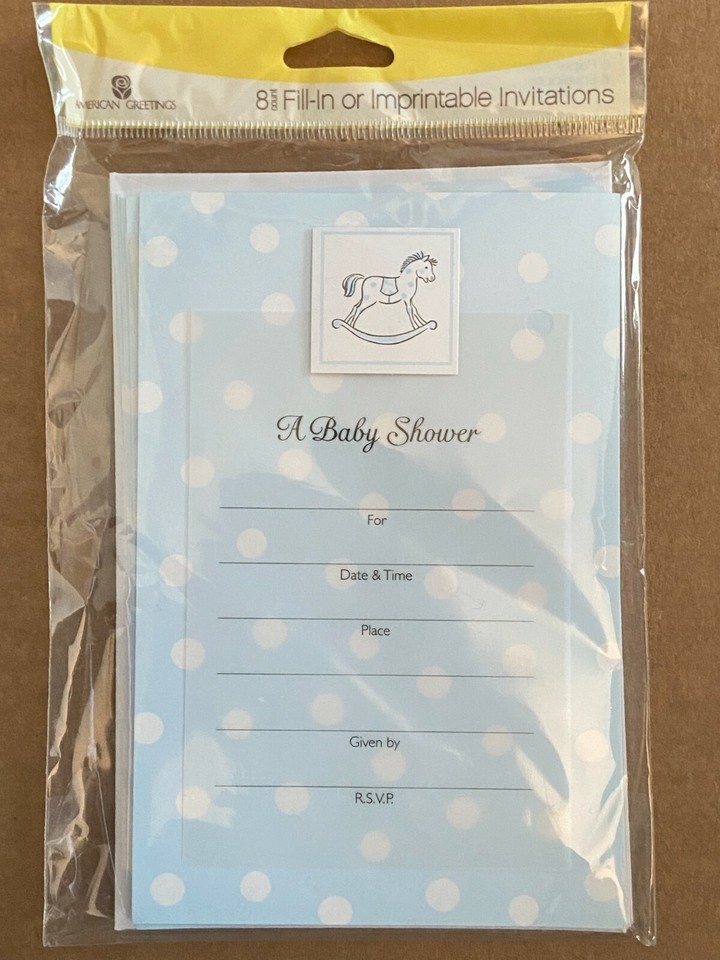 1 Pack of Blue 8 American Greetings Fill In Baby Shower Invitations *NEW... - $9.99