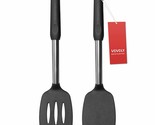 2 Pack Spatulas, Solid &amp; Slotted Silicone Spatula Set, Stainless Steel H... - $18.99