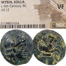 Head Of ZEUS/PEGASOS Winged Horse. Ngc Cert. Vf Mysia, Iolla. Ancient Greek Coin - £149.52 GBP