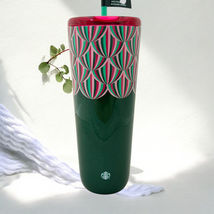 Starbucks 2024 Holiday Green Pink Metallic Tumbler 24 oz Tumbler NWT Gli... - $48.97 CAD