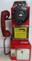 Automatic Electric Three Slot Red Pay Telephone 1950&#39;s Operational Red C... - $1,084.05