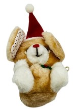 Vintage Russ Berrie Plush Christmas Mouse 255 Polka Dot Ears Korea Santa Hat 5&quot; - £9.74 GBP