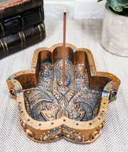 Sacred Symbol Hand of God Hamsa Palm Incense Stick Holder Burner And Ash... - $315.36 MXN