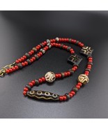 Vecchio pumtek birmano asiatico con collana di perle veneziane a cuore b... - $79.20 CAD