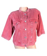 GAP Womens 2/3 Bell Sleeve Fringe Trim Faded Red Denim Jean Jacket Boho ... - $454.60 MXN