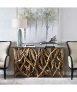 Teak Root Reclaimed Wood Console Table Driftwood Table Modern Coastal Organic - $1,470.15