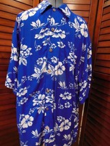 Vintage Palm Avenue Hawaiian Style Blue &amp; White Shirt Men&#39;s XL 100% Rayon - $14.84