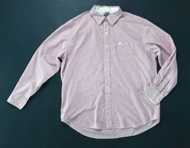 Mens Timberland Light Red Striped Button Down Shirt XL Logo Chest Pocket - $8.91