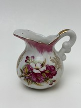 Vintage Royal Crown  Pink/Gold Porcelain Floral Creamer /Small Pitcher 3.5&quot; - $10.00