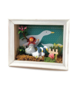 Handcrafted Vtg Girl with Geese Diorama in Rustic Frame Nature Farmhouse... - $735.96 MXN
