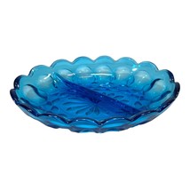 Vintage Oval Aqua regal blue clear Divided Relish, condiment Indiana Glass - $11.76