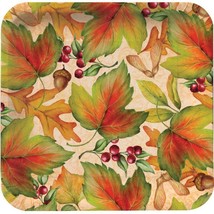 Rich Foliage 10 Inch Deep Dish Paper Plates 8 Pack Fall Autumn Thanksgiving - £14.42 GBP