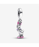 S925 Silver Disney Daisy Duck Dangle Charm,Fit for Pandora Charm,Gift fo... - $257.27 MXN
