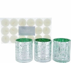 HomeWorx by Harry Slatkin S/3 Mercury Style Votives w/ Tealights in Green - £23.41 GBP